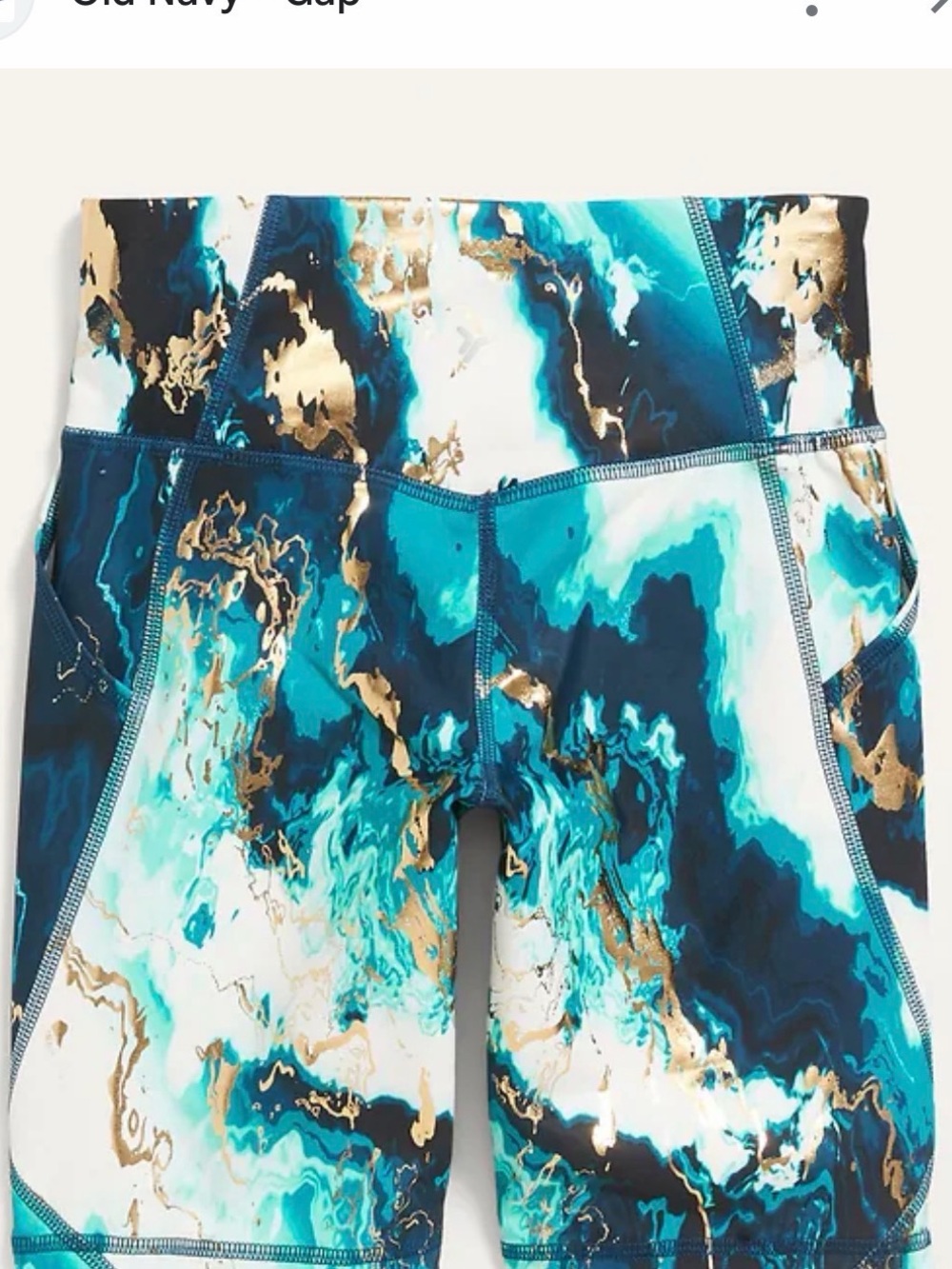 Old Navy Active‎ Medium 8 PowerSoft Side-Pocket Blue Marble Biker Shorts